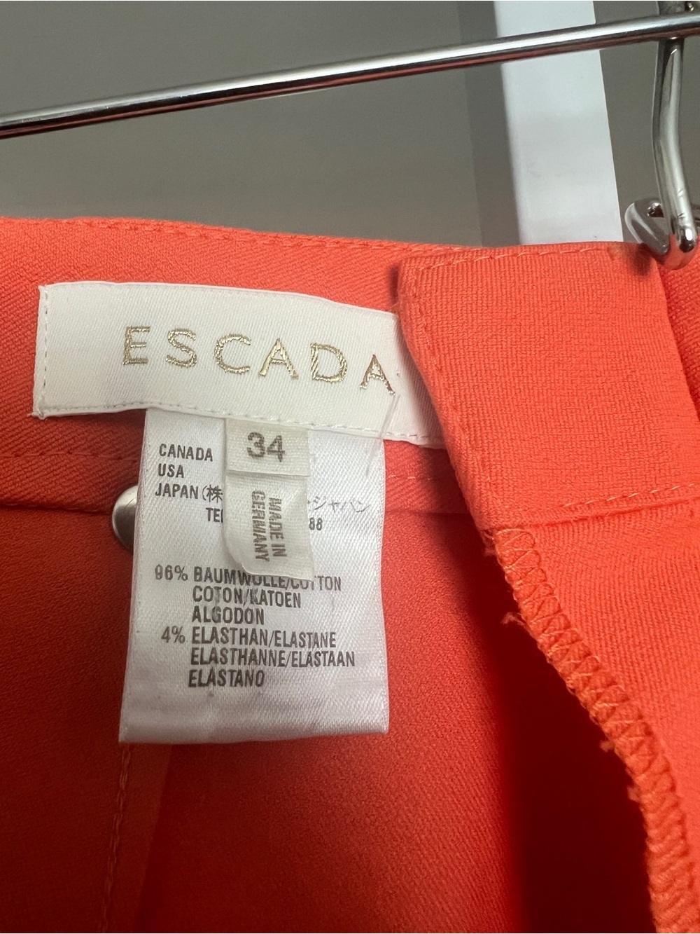 Escada Lace Up Front Orange Pants SZ 34/XS Vacation Summer Casual Mini Flare Leg - Picture 12 of 14